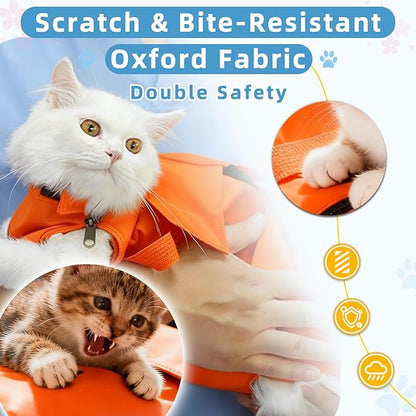 Waterproof Cat Grooming Restraint Bag - Anti-Scratching for Claw Care & Nail Trimming, Ideal for Cat Medical Examination (Pink, M)
