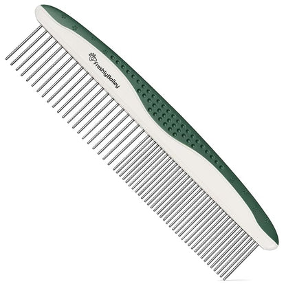 Freshly Bailey Metal Comb for Dogs - Greyhound Comb for Grooming Poodle, Doodle, Goldendoodle - Dog Comb with Dual Teeth for Curly & Wavy Coats