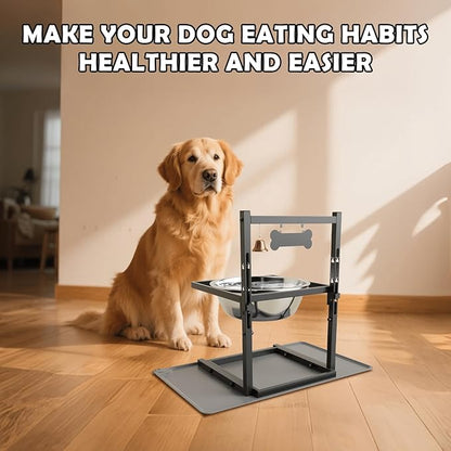 SHAINFUN 203oz Elevated Dog Water Bowl for Large Dogs with Mat, Adjustable Height 10-17.8in, Tall Raised Dog Water Stand