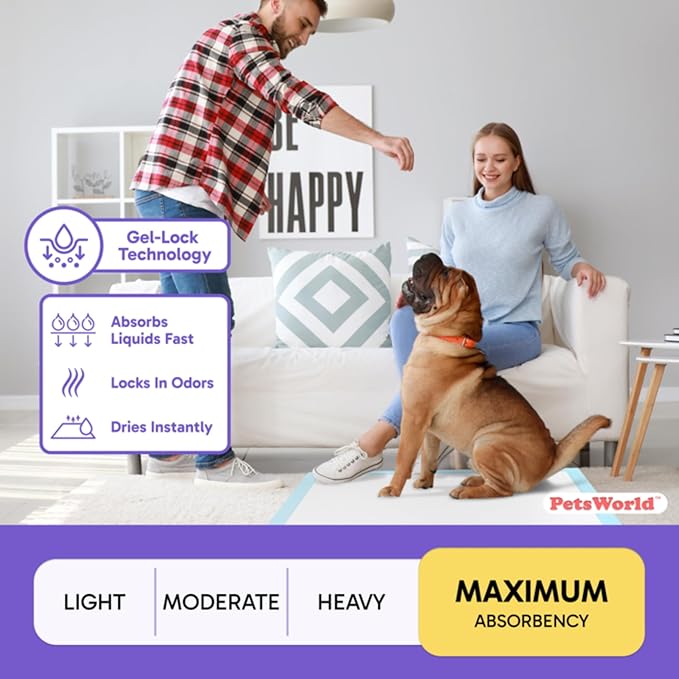 PETSWORLD Extra Large Potty Pads for Dogs, Odor Eliminating 30" x 36", 100 Count Pee Pads for Pets, Gigantic XL Dog Pads, 5 Layer Ultra Absorbent Technology, Leak Proof Training Pads for Dogs & Cats