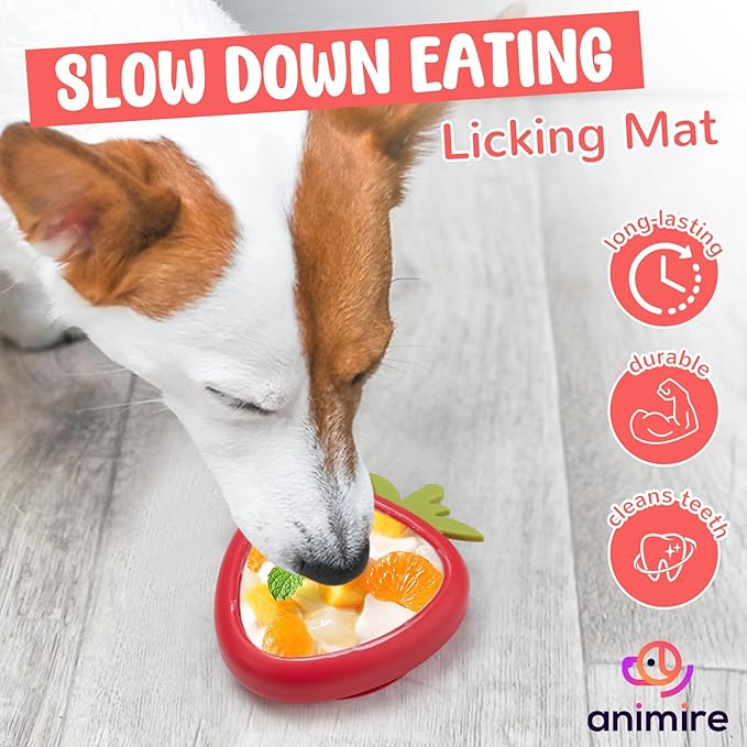 Freeze Dog Lick Bowl, Animire Non-Slip Slow Feeder Lick Mat for Dogs, Silicone Dog Enrichment Bowl for Distraction Anxiety Relief Boredom, BPA Free, Dishwasher Safe(Red,L)