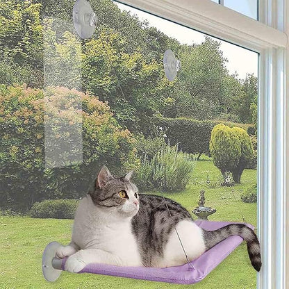 Cat Hammock - Window Bed with Suction Cups, Space Saving Indoor Cat Seat (Purple)