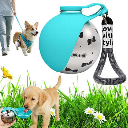 2026 New 2-in-1 Portable Dog Water Bottle for Small Dogs, Foldable Pet Water Bottle, 304 Stainless Steel Compact Dog Drinking Bottles Leak Proof & Silicone Bowl for Walking Hiking (Blue B)
