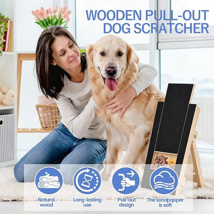 Dog Nail Scratch Board - with Treat Draw- Dog Scratch Pad for Nails – Durable Wooden Nail Filing Board with Treat Drawer (All Breeds)