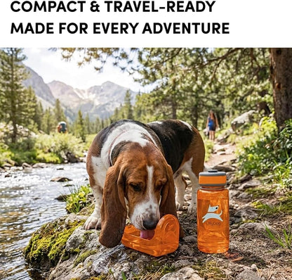 OllyDog OllyBottle, Dog Water Bottle, Pet Water Dispenser with Detachable Bowl, Pet Accessories for Outdoor Walking, Hiking, Travel (600ml, Flame) - Image 3