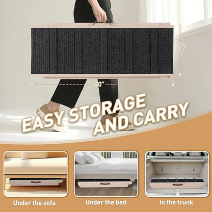 Dog Ramp for Bed - Foldable Small to Large Dog Ramp for Couch - 6 Adjustable Height from 12" to 24" - Stairs with High Traction Mat - Wooden Portable Ramp for Dogs to Get on Bed Couch Car Up to 200LBS