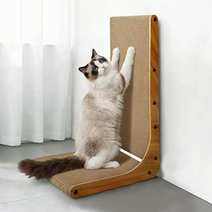 AGYM Cat Scratcher, 23 inch L Shape Cat Scratching Pad for Indoor Cats, Durable Sustainable Cardboard Scratcher, Recyclable Vertical Cat Scratch Pad to Protect Furniture, Small