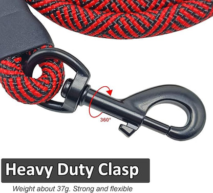 MayPaw 6FT Rope Dog Leash, Soft Padded Handle Thick Nylon Pet Leash, Large Medium Dogs Walking Training Leashes (red Black, 1/2" * 6')