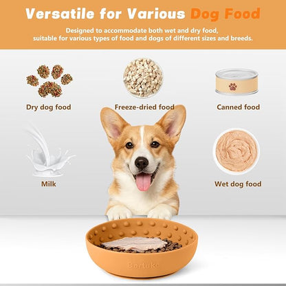 Dog Lick Bowl, Slow Feeder Dog Bowl Licking Mat for Small to Large Dogs, BPA-Free Non-Slip Silicone Slow Feeder Treat Dispenser for Anxiety Relief, Freezer & Dishwasher Safe(Orange, 8.3"x2.6")