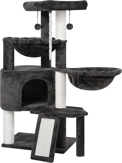 Xin Three Layer Cat Tree with Cat Condo and Two Hammocks,Darkgray …