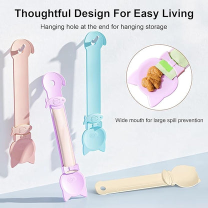 Aerbee 4PCS Cat Strip Feeder Spoon, Sliding Pet Treat Spoon Squeeze, Lickable Squeezable Creamy Treat, Wet Treats Dispenser, Cat Treat Spoon Squeez, Fun Feeding for Pets, Beige/Blue/Purple/Pink