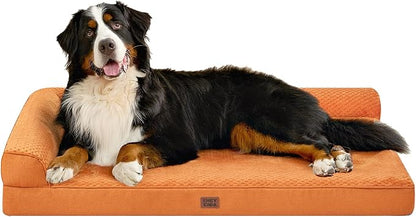 EHEYCIGA XXL Dog Bed Memory Foam, Orthopedic Giant Dog Bed Jumbo with Washable Removable Cover, Waterproof Pet Sofa Couch with Nonskid Bottom, 48x35x7.5, Pumpkin