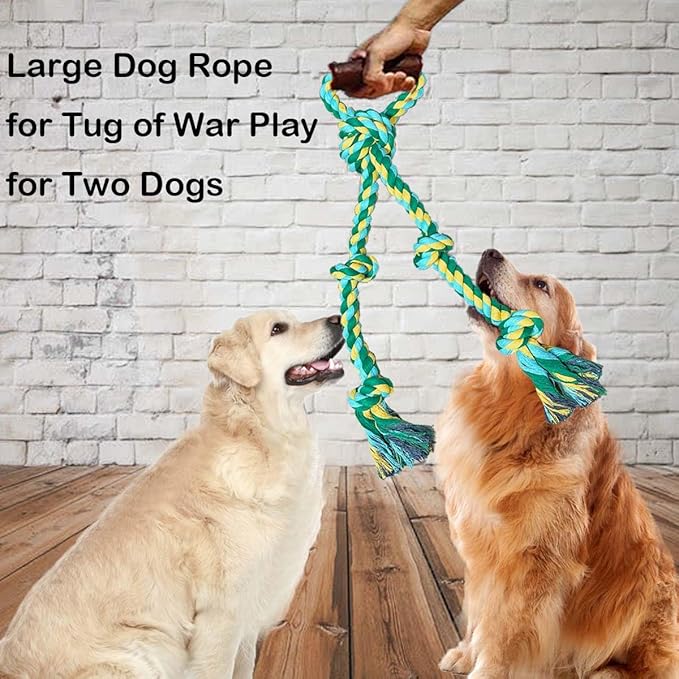 Large Dog Rope Toys for Aggressive Chewers - Pitbull Tug of War, Heavy Duty, Outdoor, Medium to Large Breed Dog Chew Rope with Handle