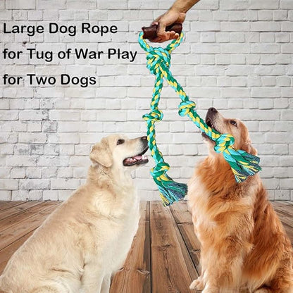 Large Dog Rope Toys for Aggressive Chewers - Pitbull Tug of War, Heavy Duty, Outdoor, Medium to Large Breed Dog Chew Rope with Handle