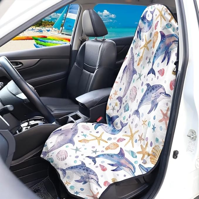Coldinair Dolphin Towel Car Seat Cover for Men,Starfish Sweat Car Seat Protector after Workout,Gym,Swimming,Anti-Slip Universal Car Seat Covers for Truck,Van,SUV