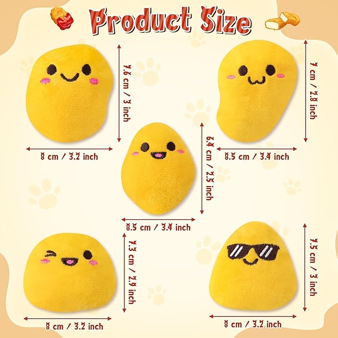 L1rabe Nuggets Catnip Stuffed Toys - 5Pcs Black Cat Appreciation Day Funny Yellow Fried Chicken Nuggets Indoor Cat Toys, Kitten Chew Bite Kick Interactive Supplies for Pet Lovers Kitten Birthday Gift