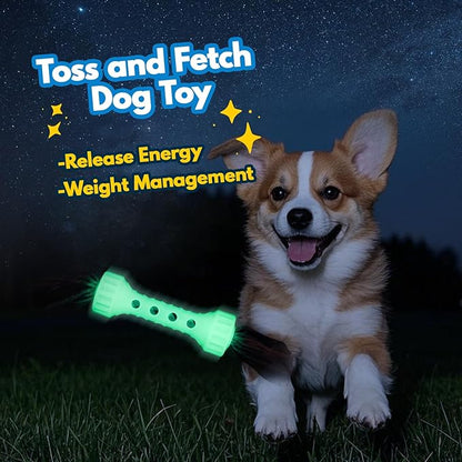 Glow-in-The-Dark Dog Toy – Interactive Fetch, Tug & Treat Puzzle for Small Dogs, 13” Lightweight Flying Disc with Dental Cleaning Texture, TPR & Rope Calming Chew Toy for Anxiety Relief