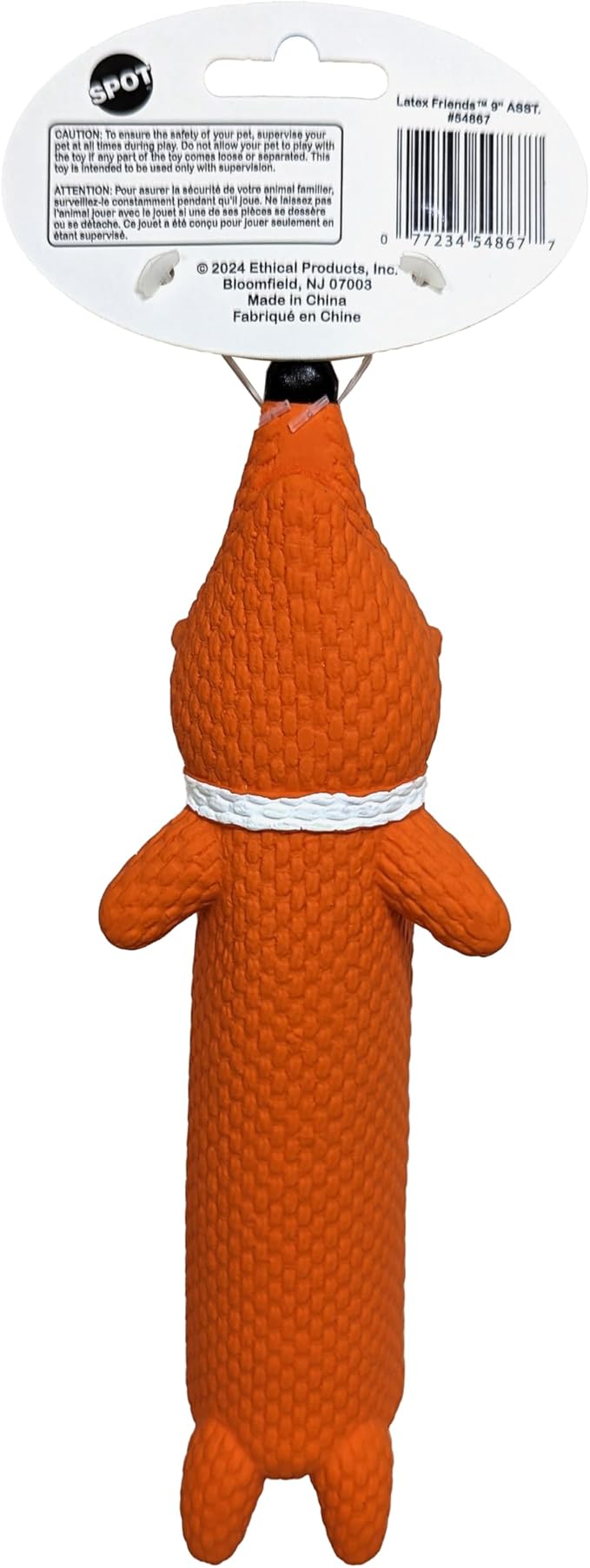 SPOT Latex Friends Dog Toys -Soft & Stuffing-Free with Honking Squeaker, 100% Latex, Brightly Colored, Ideal for Small/Medium Dogs & Light Chewers, 9-inch Assorted Styles