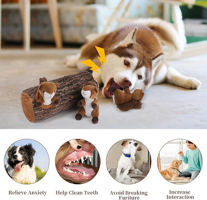 IFOYO Squirrel Hide and Seek Dog Toy, Squeaky Interactive Dog Toys for Boredom, Plush Dogs Toys to Keep Them Busy, Relive Anxiety, Attract Attention, Puzzle Toy for Smal and Medium Dogs