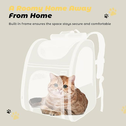 Zavothy Cat Backpack Carrier, Expandable Airline Approved Pet Backpack for Small Cats & Dogs, Breathable Mesh Cat Carrier Backpack with Padded Bottom, Foldable Travel Bag - Grey