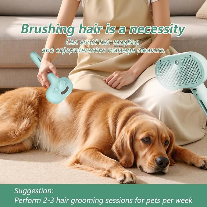 Spray Cat Hair Brush For Grooming Convertible USB Rechargeable Dog Brush For Shedding - Ideal For Indoor & Outdoor(Green)