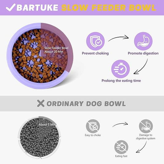 Dog Lick Bowl, Slow Feeder Dog Bowl Licking Mat for Small to Large Dogs, BPA-Free Non-Slip Silicone Slow Feeder Treat Dispenser for Anxiety Relief, Freezer & Dishwasher Safe (Purple, 8.2"×2")