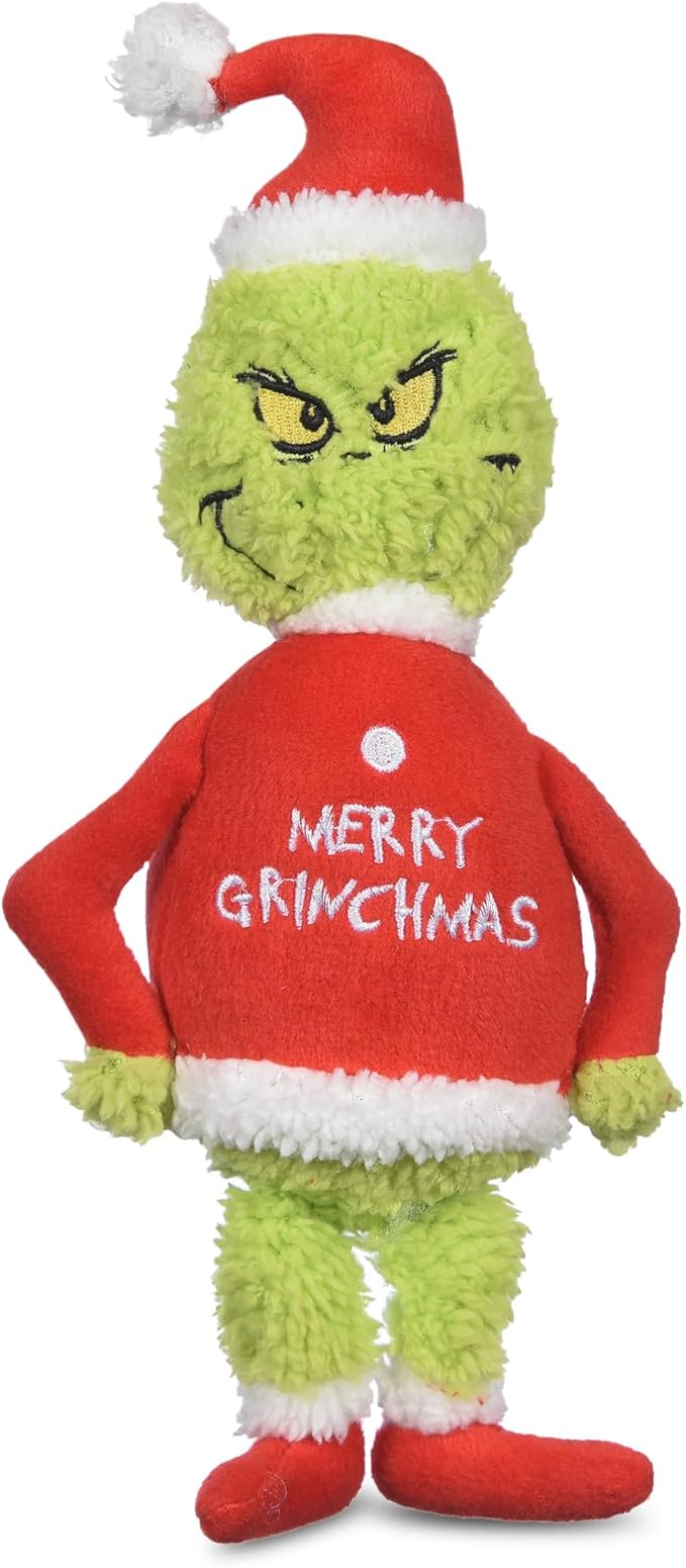Dr. Seuss: Holiday Merry Grinchmas Grinch Plush Squeaker Toy- 9"
