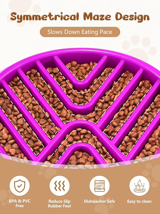 KASBAH Slow Feeder Dog Bowls Large Breed, 5 Cups Capacity for Wet & Dry Food, Puzzle Maze Bowl for Fast Eaters, Non-Slip Base, BPA Free, Helps Prevent Bloat and Aid Digestion