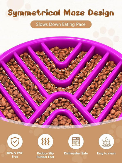 KASBAH Slow Feeder Dog Bowls Large Breed, 5 Cups Capacity for Wet & Dry Food, Puzzle Maze Bowl for Fast Eaters, Non-Slip Base, BPA Free, Helps Prevent Bloat and Aid Digestion