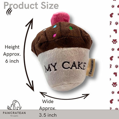 7" Squeaky Plush Toy for Puppies Small Dogs Self Etertainment Washable Soft Made [PET ONLY] (Cupcake)