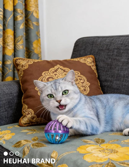 5 Pack Cat Toys Balls Indoor Kitten Interactive Play Set with Bell for Chewing Chasing and Mental Stimulation (1.5'')