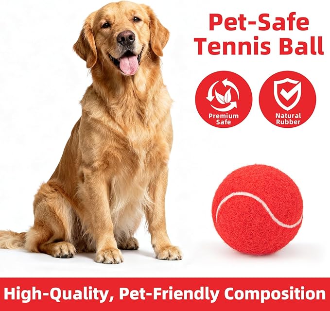 2.5" Dog Tennis Balls 6-Pack Silent Bounce, Tough Rubber Core, Durable Fetch & Training Toys for Indoor/Outdoor Play, for Small Medium Large Dogs (Burgundy Red, 6 Pack)