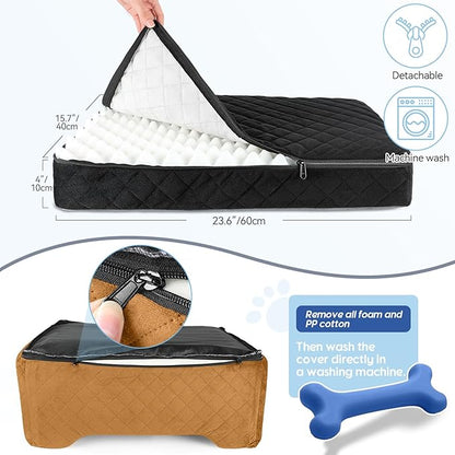 GL GLENSLAVE Dog Car Seat for Medium/Large Dogs,Pet Booster Car Seats for Under 50lbs or 2 Small Dogs, Detachable and Washable Pet Bed,Multi-Functional Travel Dog Bed(Black/Brown)