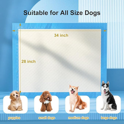 Gardner Pet Ultra Absorbent Thicker Dog Pee Pads Extra Large XL 28"x34" Leak-Proof Odor-Control Blue Puppy Training Pads Full Edge-Wrapping Pad for Dogs, Puppies, Doggie, Cats, Rabbits - 18 Ct