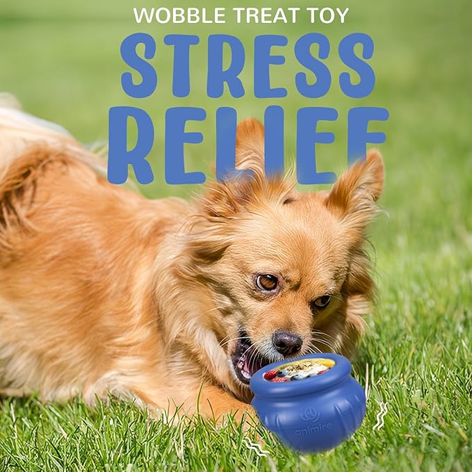 Wobbly Dog Enrichment Lick Toy, Stuffable Frozen Lick Bowl to Keep Dogs Busy, Long-Lasting Interactive Treat Dispensing Dog Toy, Silicone Fetch Catch Chew Toy(Dark Blue,S)