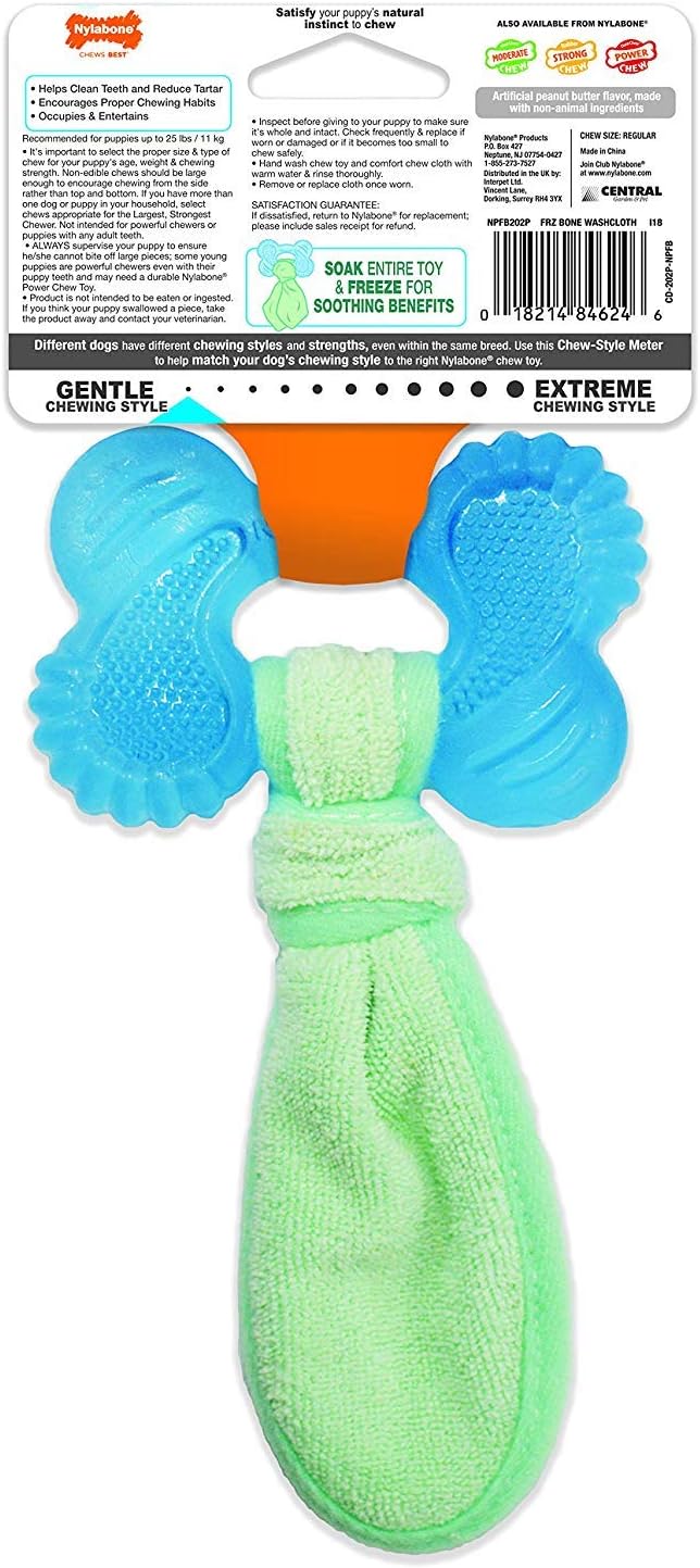 Nylabone 3 Pack of Chill 'n Chew Puppy Teething Toys, Small, Allergen-Free Peanut Butter Flavor