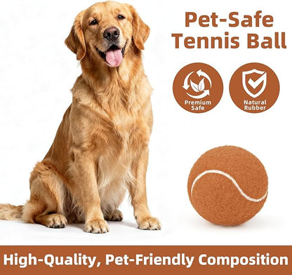 2.5" Dog Tennis Balls 6-Pack Silent Bounce, Tough Rubber Core, Durable Fetch & Training Toys for Indoor/Outdoor Play, for Small Medium Large Dogs (Carmel Brown,6 Pack)