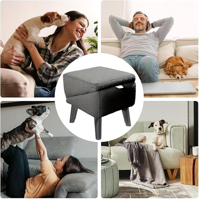 Split Ottoman Dog Ramp, Suitable for Porch Steps, Outdoor, Multifunctional Folding Ramp Stairs, Bed and Sofa Integrated, Large and Small Dog Pet Sofa Steps, 13.8 Inches (Grey)