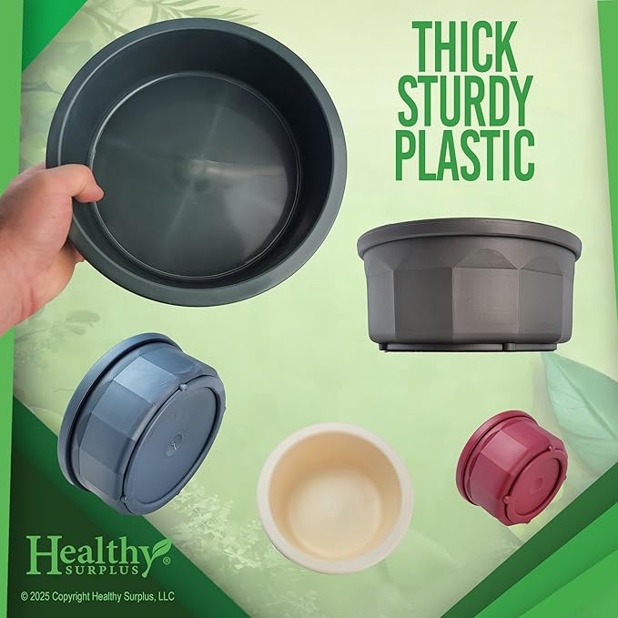 Pet Crock Bowl – Thick Durable Plastic Non-Tip Food & Water Dish for Dogs, Cats & Small Animals - 3.5 Inch Diameter - Indoor/Outdoor – Chew Resistant, Easy Clean (Beige, Tiny 4oz)