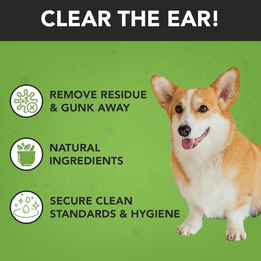 NOVEHA 300PCs Dog Ear Cleaner Wipes, Daily Ear Cleaner for Dogs & Cats - Stop Ear Itching with Aloe, Eucalyptus & Witch Hazel Ear Wipes for Dogs - for Odor Control, Dirt and Wax Removal, Unscented