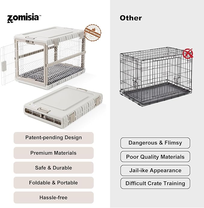 Collapsible Dog Crate with Bed Mat, 36'' Foldable Dog Kennel for Large Dogs, Tool-Free Portable Cage with 2 Rolling Wheels & Handles, Pet Carrier for Indoor Outdoor