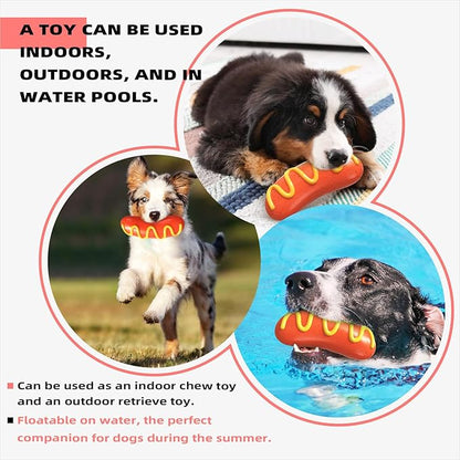 Large Size Hotdog Squeaky Dog Toy for Medium/Large Dogs Breed Aggressive Chewers Durable Bouncy Squeak Toys