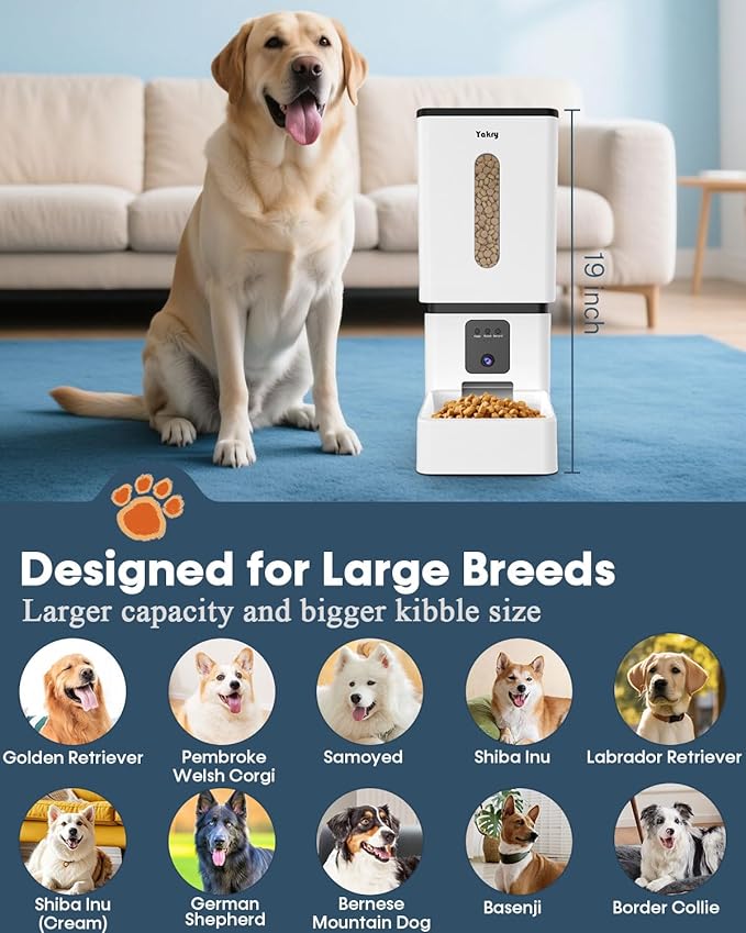 Automatic Dog Feeder Large Breed with Camera - 12L/50 Cups 5G WiFi App Control Dog Food Dispenser, Easy Setup, HD 1080P Video with Night Vision by Yakry