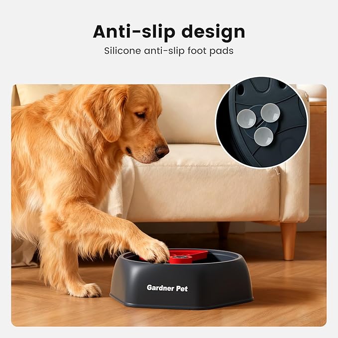Gardner Pet Adjustable Feeder Bowl for Medium/Large Dogs – 9.85'' L, Suction Base, Detachable Platform Insert, Freeze-Friendly, BPA-Free