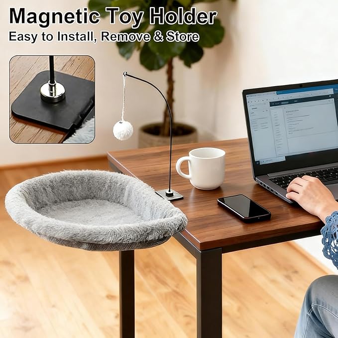 Cat Hammock Perch - Secure Clamp Desktop Lounger, Kitten Hanging Bed, Pet Table Hammock, Indoor Cat Resting Accessory Softs Material | Hammocks Perch for Bedroom Living Room Offices Home Play Table U