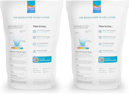 PrettyLitter Health Monitoring Cat Litter (Unscented, Non Clumping) | Lightweight & Low Tracking, Color Changing Silica Gel Crystals, Advanced Odor Control — 6 Lbs, Pack of 2 (Up to 2 Month Supply)