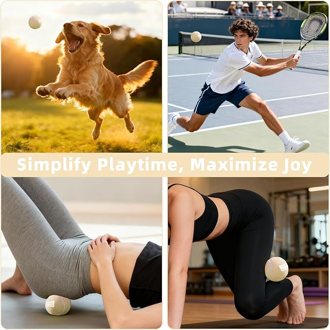 2.5" Dog Tennis Balls 6-Pack Silent Bounce, Tough Rubber Core, Durable Fetch & Training Toys for Indoor/Outdoor Play, for Small Medium Large Dogs (Light Yellow, 6 Pack)