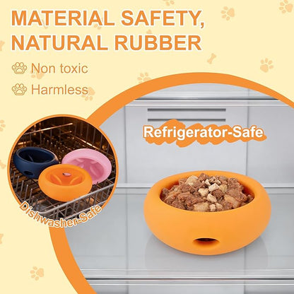 Dog Enrichment Toys, Durable Silicone, Interactive Engagement Slow Feeder Dog Bowls, Orange