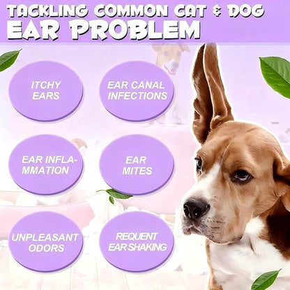 Dog Ear Cleaner Solution Vet-Recommended Dog Ear Infection Treatment to Soothe Itchy & Inflamed Ear Drops for Dogs & Cats to Gently Removes Debris, Wax Buildup, Odor - 4 fl oz