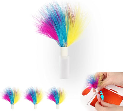 Feather Replacement for Cat Toys，3pcs Rainbow Feather, Replace The Silicone end